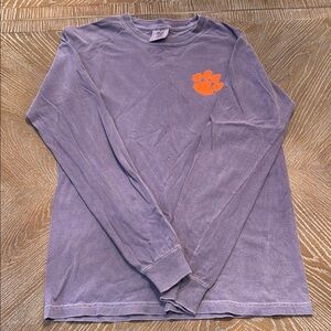 Purple Long Sleeve Shirt with Orange Paw Print